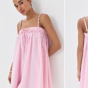 Area Crystal Poplin Pink Mini Dress